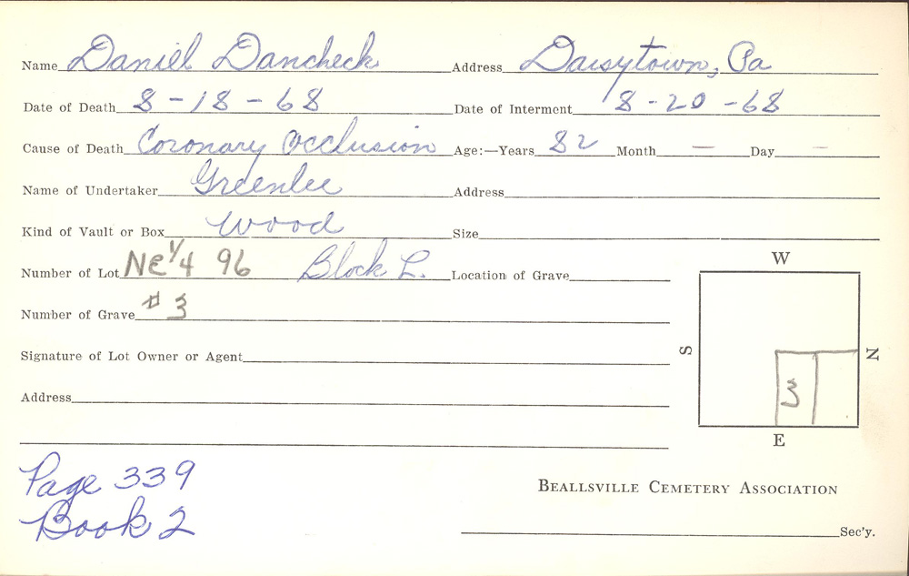 burial card